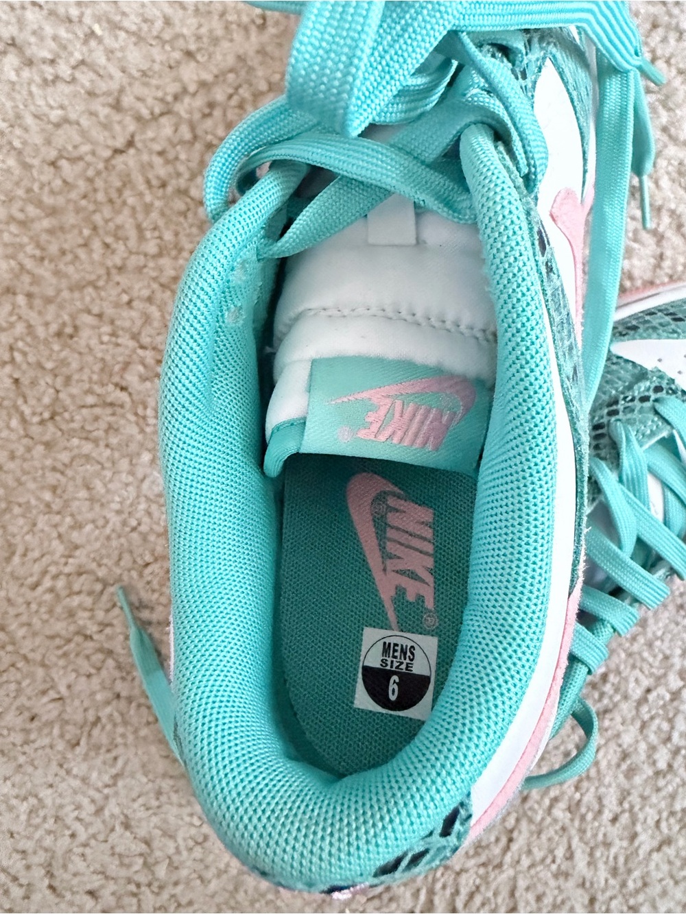 Nike Women’s Teal & Pink Low-Top Sneakers with White Panels - Picture 2 of 5